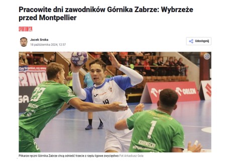 Pracowite dni zawodników Górnika Zabrze: Wybrzeże przed Montpellier [Dziennik Zachodni]